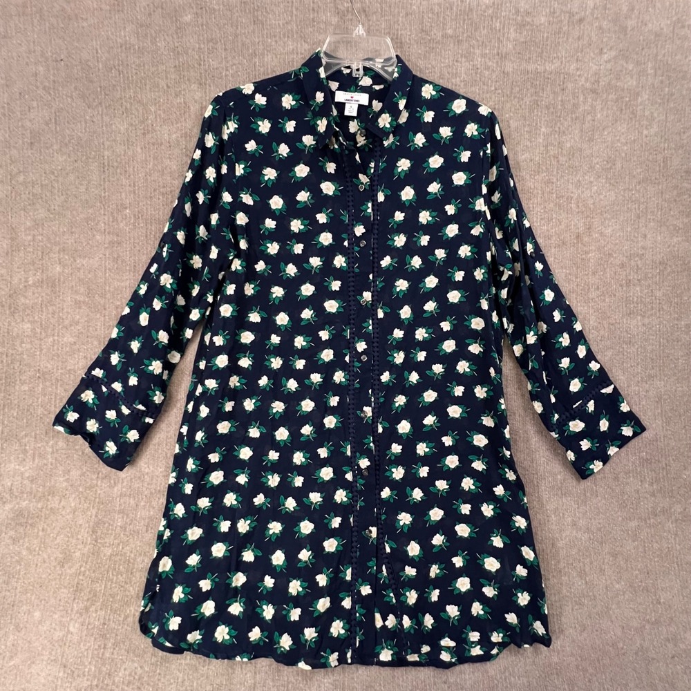 Draper James Lands' End Floral Print Button Front Shirt Dress